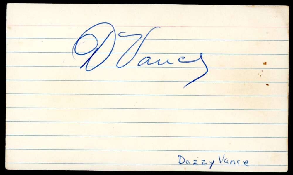 Dazzy Vance PSA DNA Loa Signed 3x5 Index Card Autograph