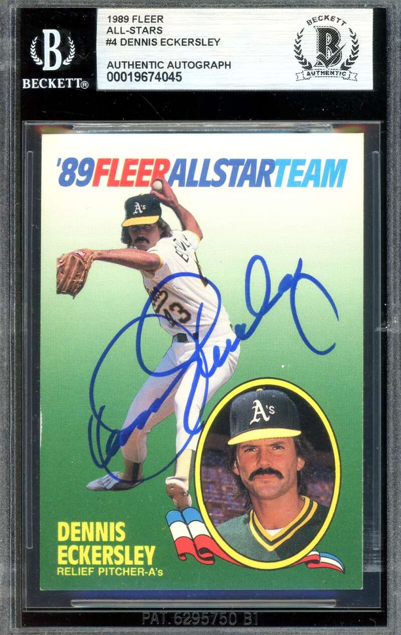 Dennis Eckersley Beckett BAS Signed 1989 Fleer All Stars Autograph