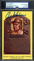 Al Kaline PSA DNA Coa Signed Gold Hall of Fame Plaque Postcard Autograph