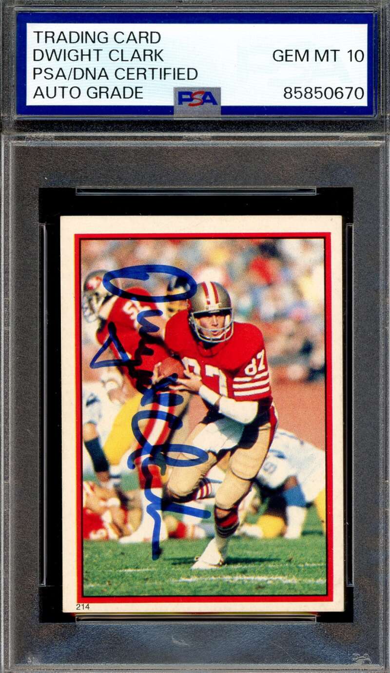 Dwight Clark Gem Mint 10 PSA DNA Signed 1985 Topps Yearbook Sticker Autograph