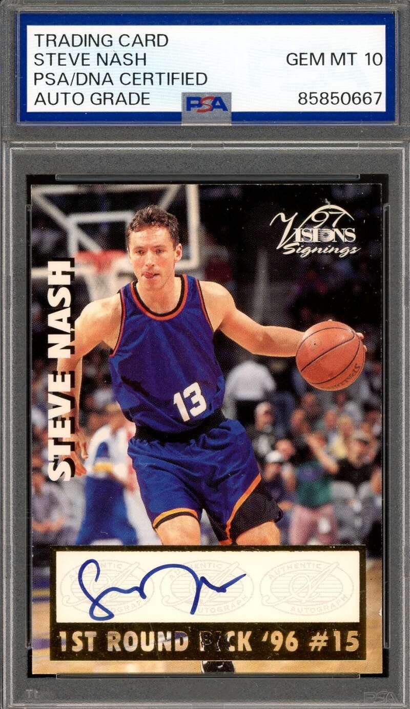 Steve Nash Gem Mint 10 PSA DNA Signed 1997 Score Board Visions Rookie Autograph