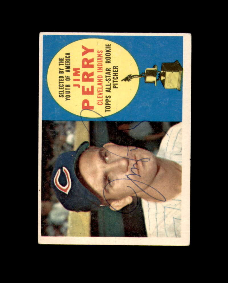 Jim Perry Signed 1960 Topps All Star Rookie Cleveland Autograph