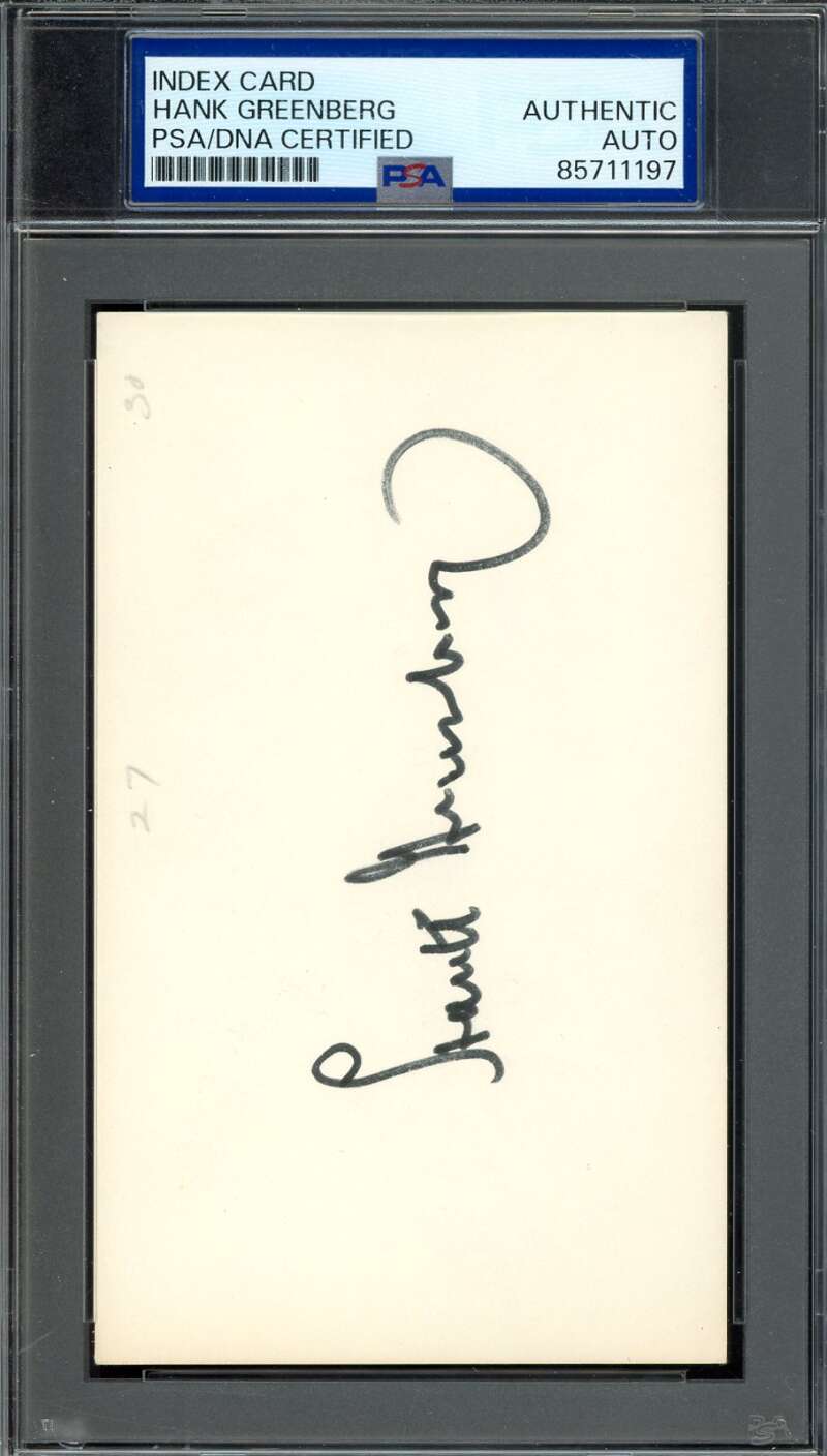 Hank Greenberg PSA DNA Coa Signed 3x5 Index Card Autograph