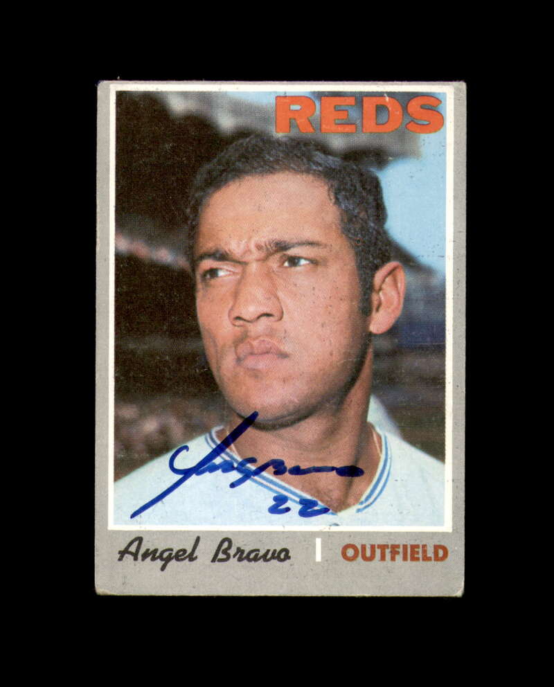 Angel Bravo Signed 1970 Topps Cincinnati Reds Autographed