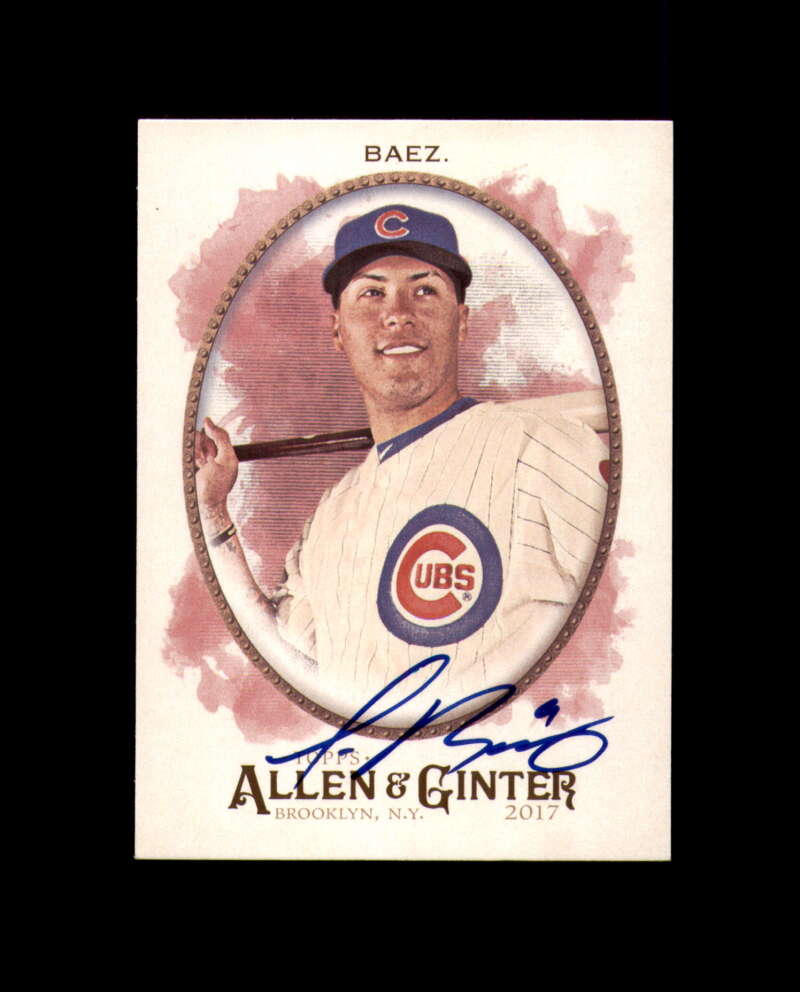 Javier Baez Signed 2017 Topps Allen &amp; Ginter Chicago Cubs Autograph