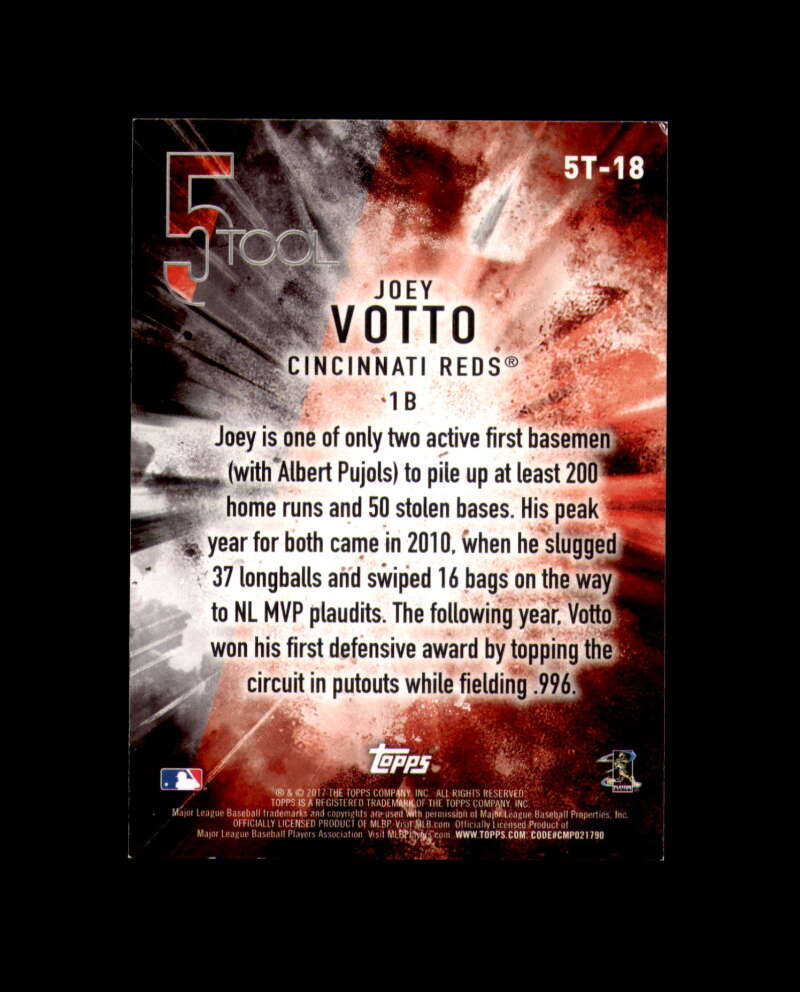 Joey Votto Signed 2017 Topps 5 Tool Cincinnati Reds Autograph