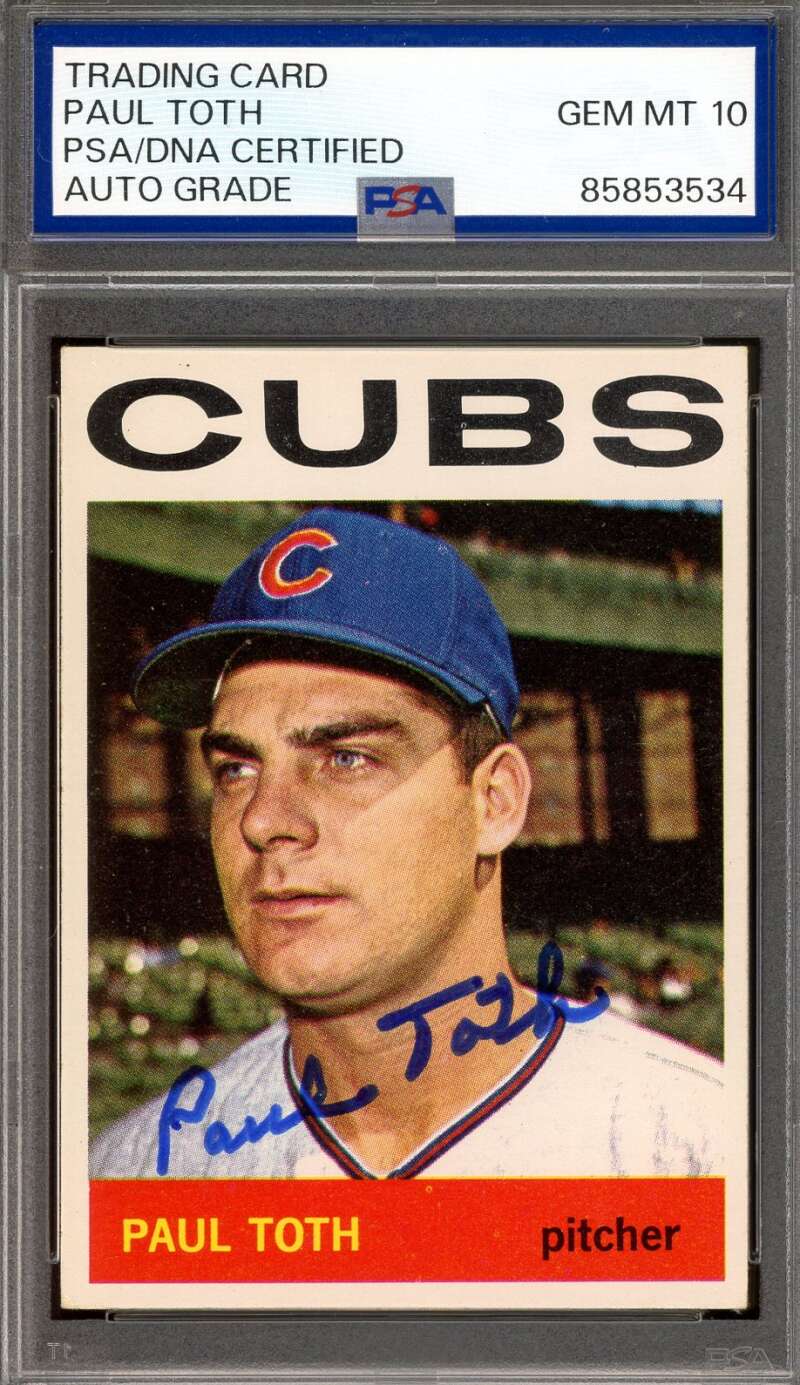 Paul Toth Gem Mint 10 PSA DNA Signed 1964 Topps Autograph
