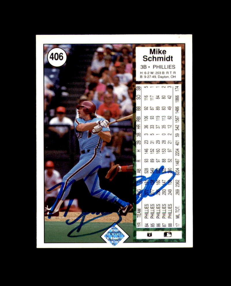 Mike Schmidt Signed 1989 Upper Deck Philadelphia Phillies Autograph