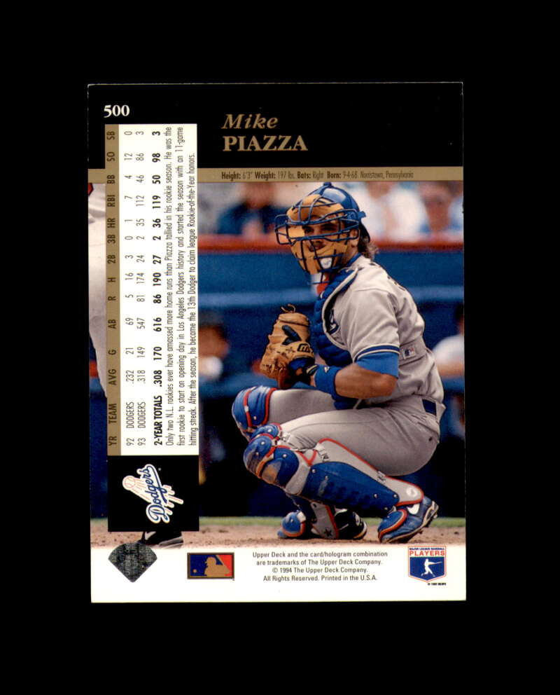 Mike Piazza Signed 1994 Upper Deck Los Angeles Dodgers Autograph