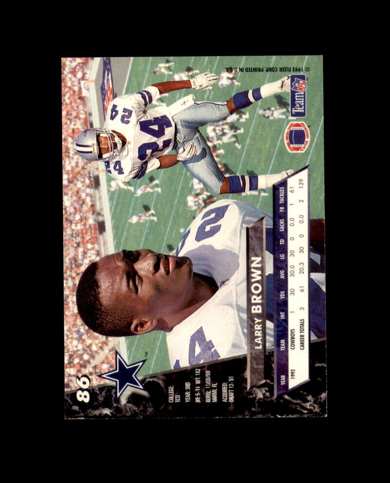 Larry Brown Signed 1993 Fleer Ultra Dallas Cowboys Autograph