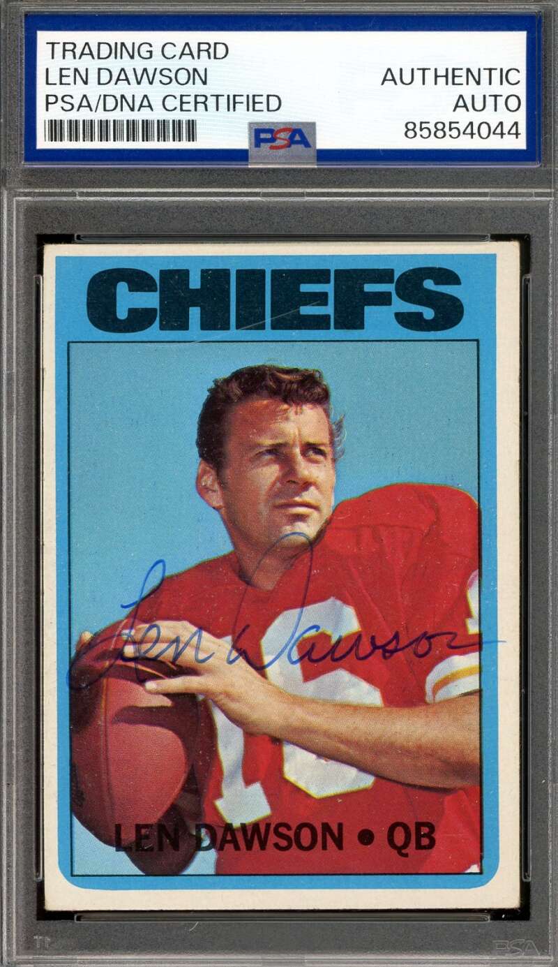 Len Dawson PSA DNA Vintage Signed 1972 Topps Autograph Chiefs