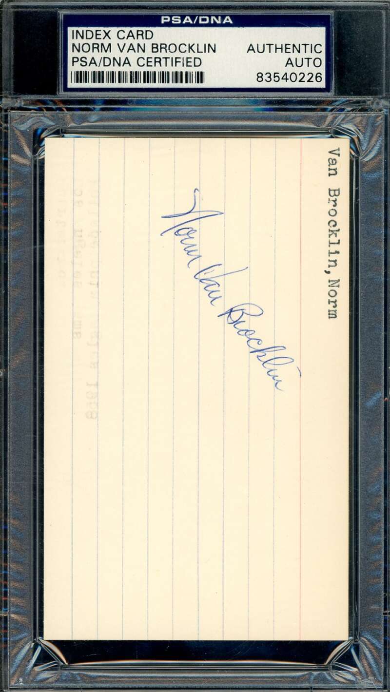 Norm Van Brocklin PSA DNA Coa Signed 3x5 Index Card Autograph