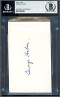 George Halas Beckett BAS Signed 3x5 Index Card Autograph
