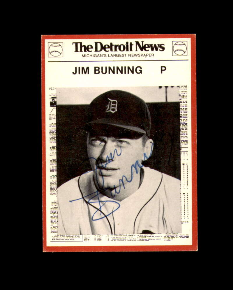 Jim Bunning Signed 1981 Detroit News Detroit Tigers Autograph