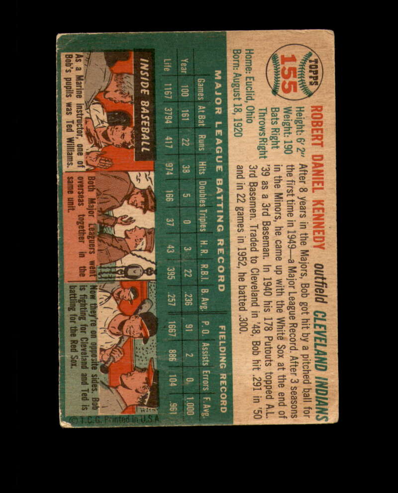 Bob Kennedy Signed 1954 Topps Cleveland Autograph