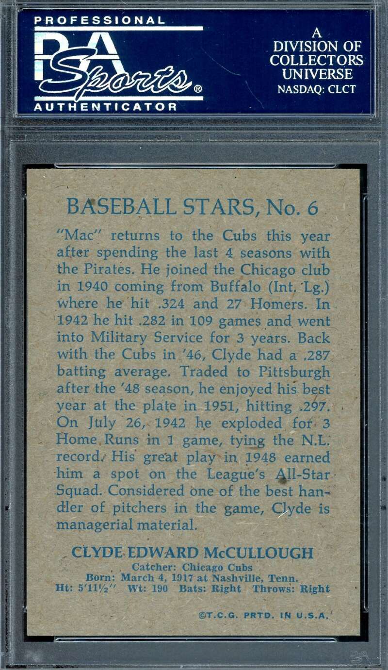 Clyde McCullough NM-MT 8 PSA 1973 Topps Test 1953 Reprint Graded