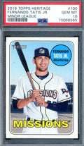 Fernando Tatis Jr Gem Mint 10 PSA 2018 Topps Heritage Rookie Graded