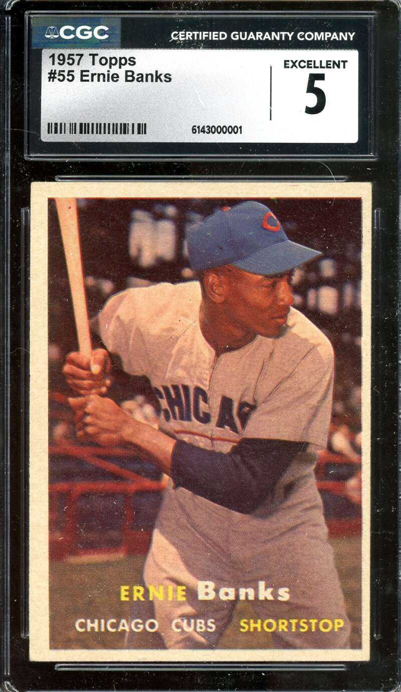 Ernie Banks EX 5 CGC Nice 1957 Topps Graded