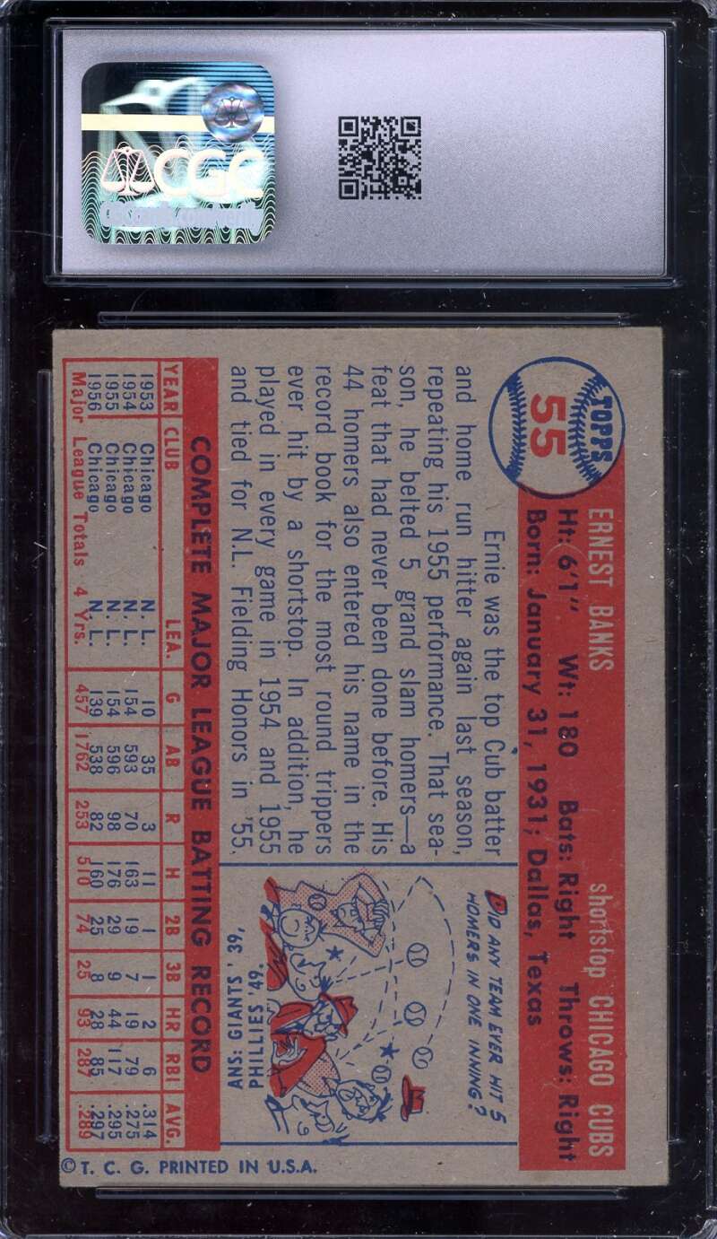 Ernie Banks EX 5 CGC Nice 1957 Topps Graded