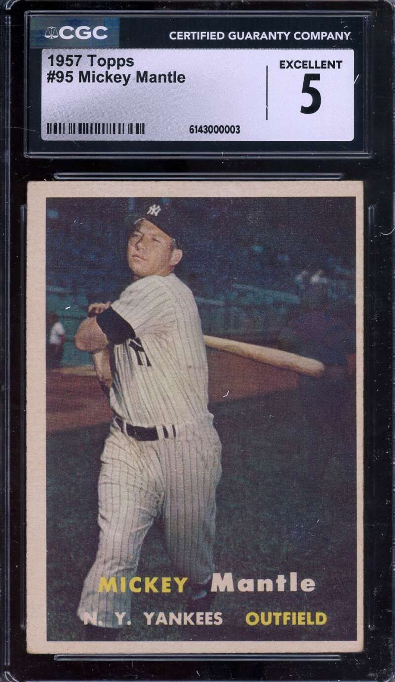 Mickey Mantle EX 5 CGC Nice 1957 Topps Graded