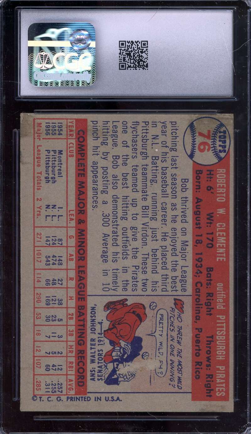 Roberto Clemente VG/EX+ 4.5 CGC  1957 Topps Graded