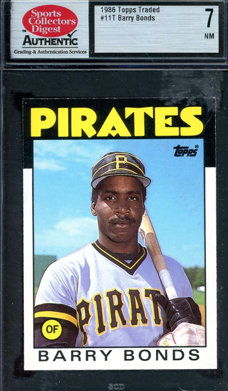 Barry Bonds NM 7 SCD 1986 Topps Traded Rookie Graded