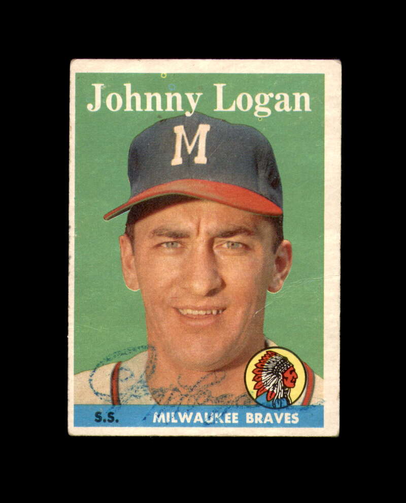 Johnny Logan Signed 1958 Topps Milwaukee Braves Autograph