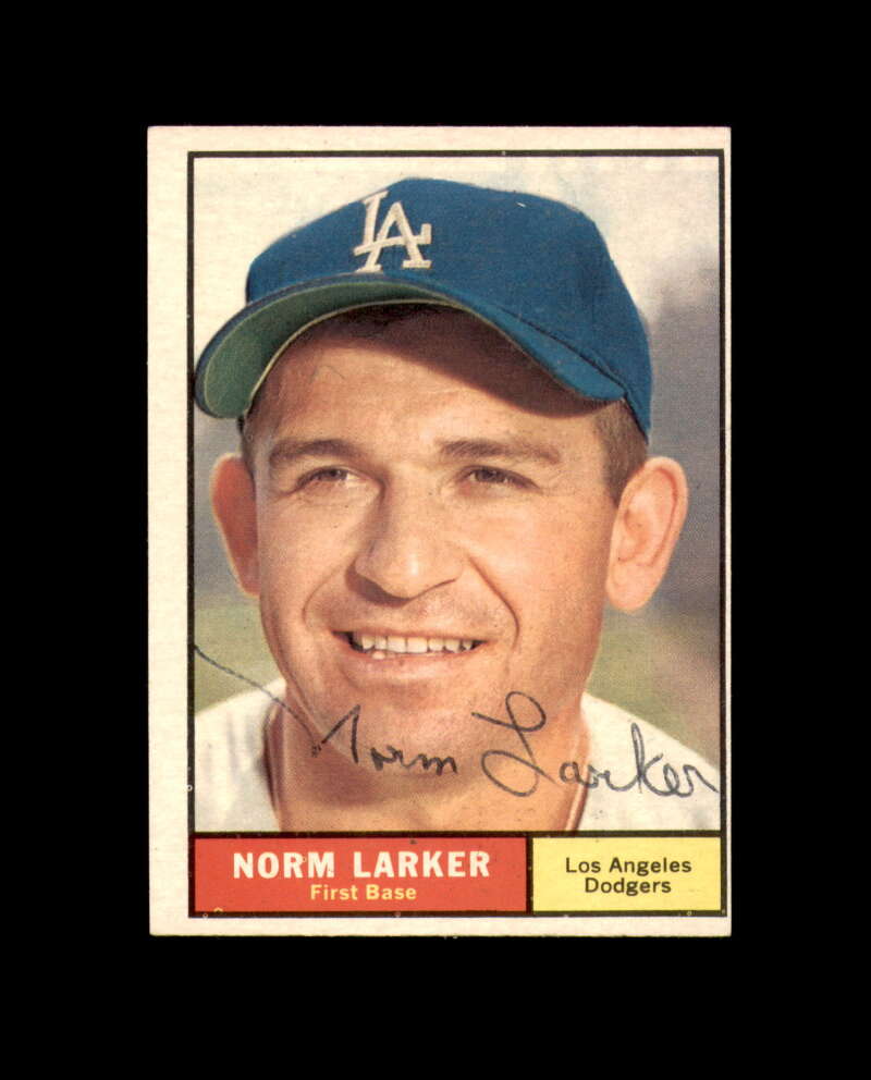 Norm Larker Signed 1961 Topps Los Angeles Dodgers Autograph