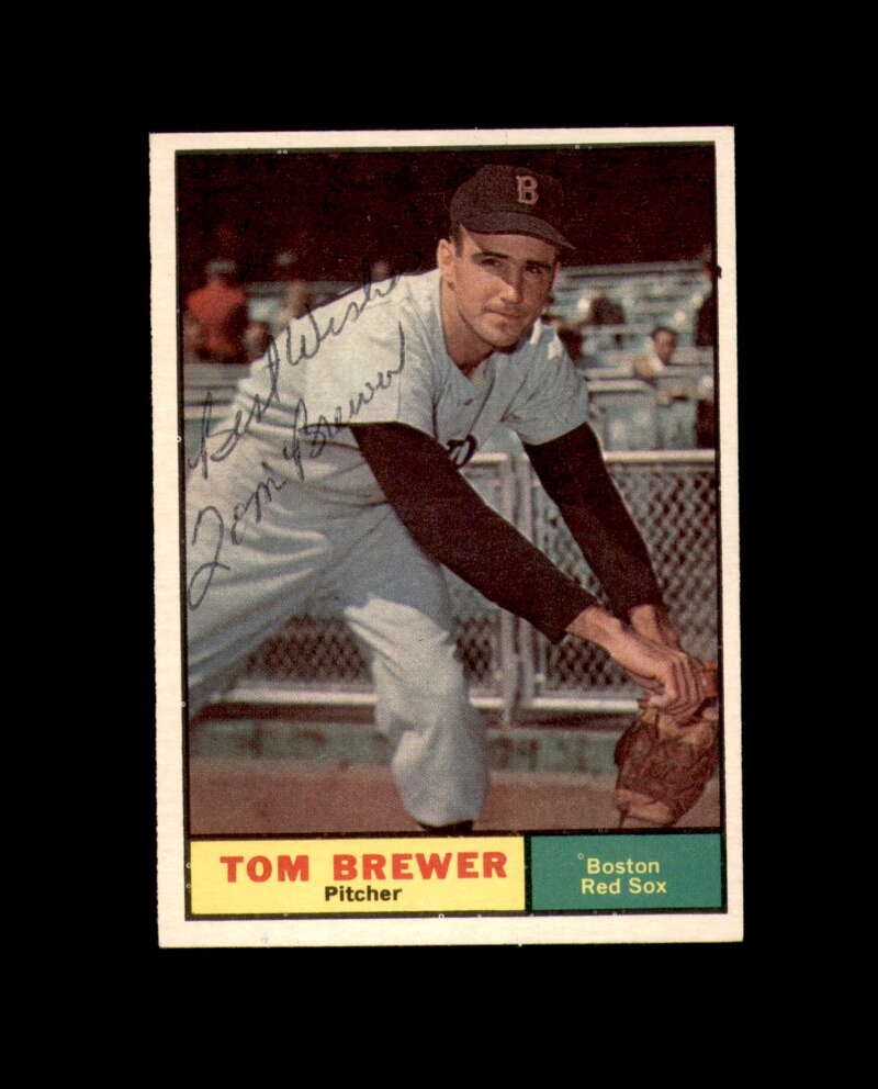 Tom Brewer Signed 1961 Topps Boston Red Sox Autograph