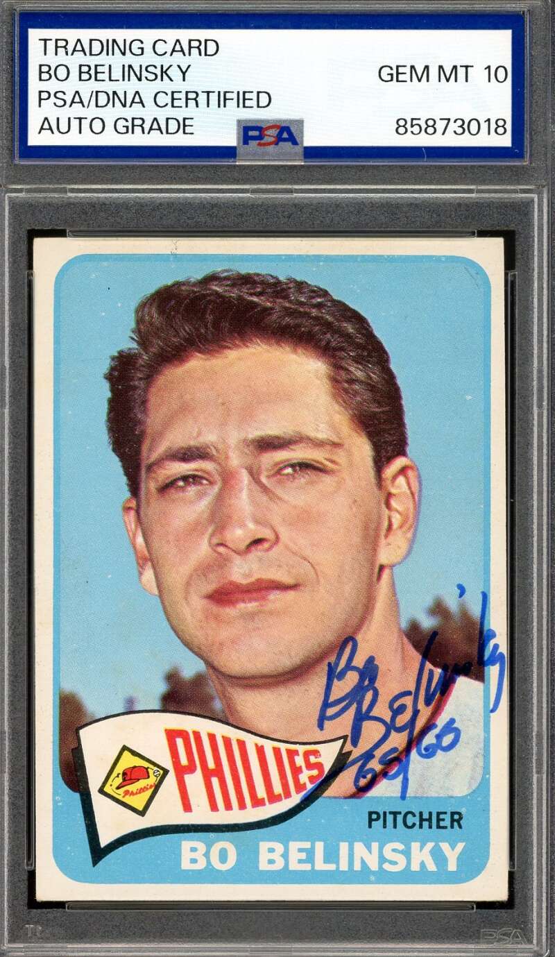 Bo Belinsky Gem Mint 10 PSA DNA Signed 1965 Topps Autograph