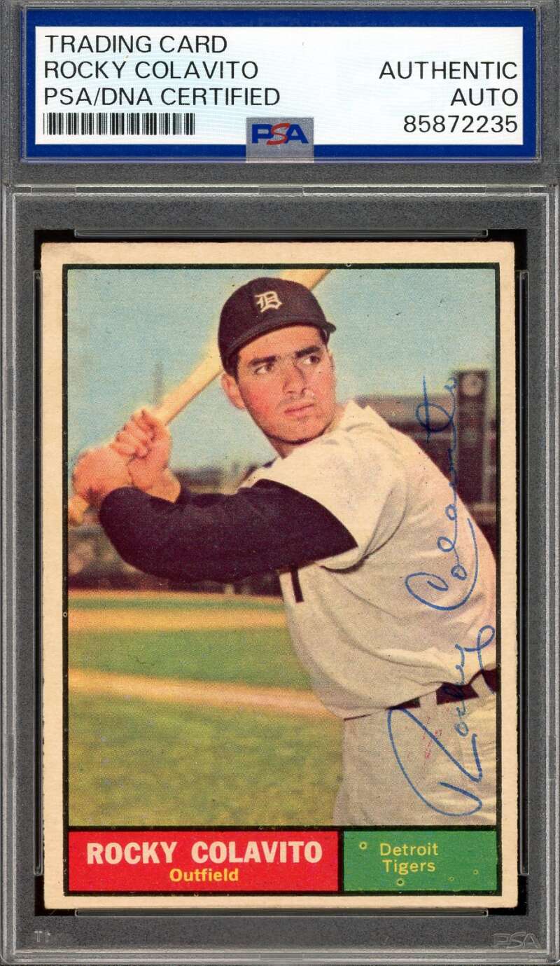 Rocky Colavito PSA DNA Vintage Signed 1961 Topps Autograph Tigers