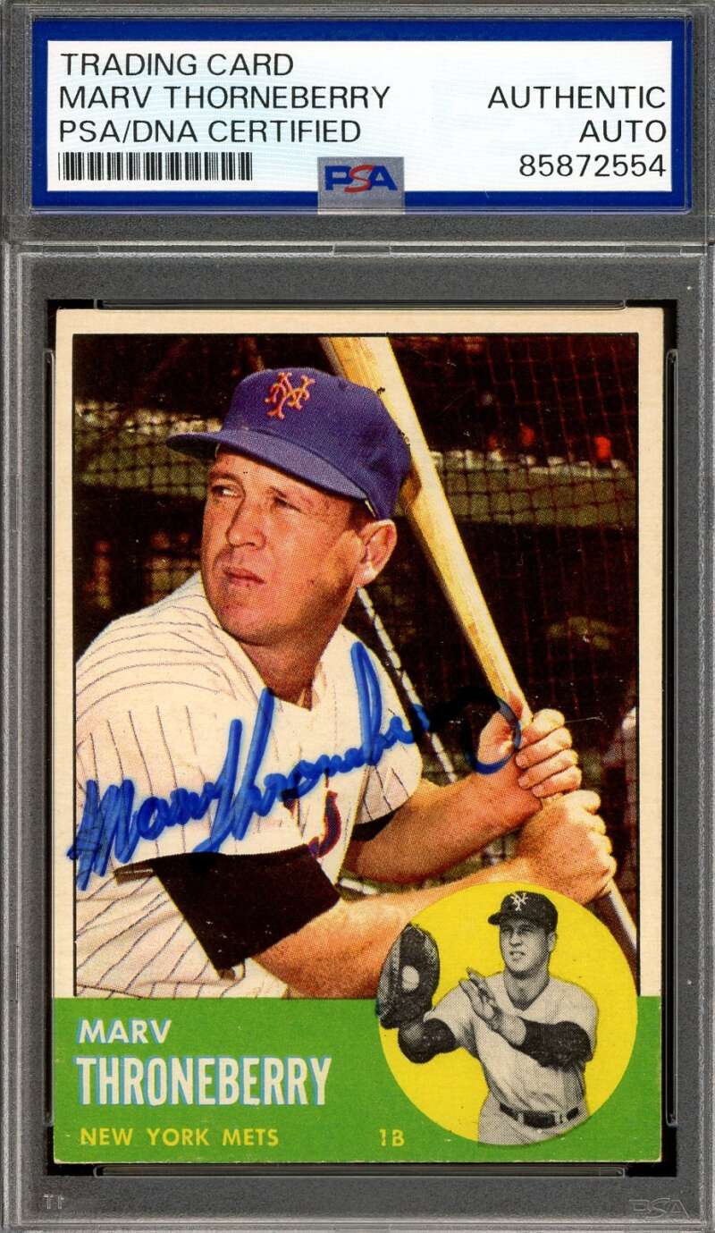 Marv Throneberry PSA DNA Signed 1963 Topps Autograph Mets