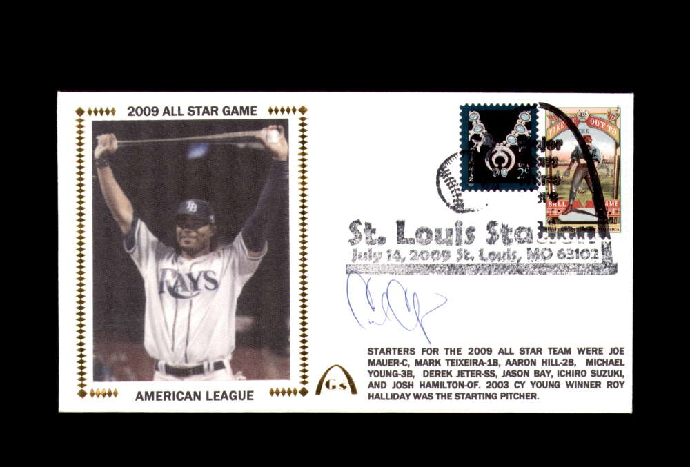 Carl Crawford Signed 2009 First Day Cover Cache FDC All Star Game Autograph