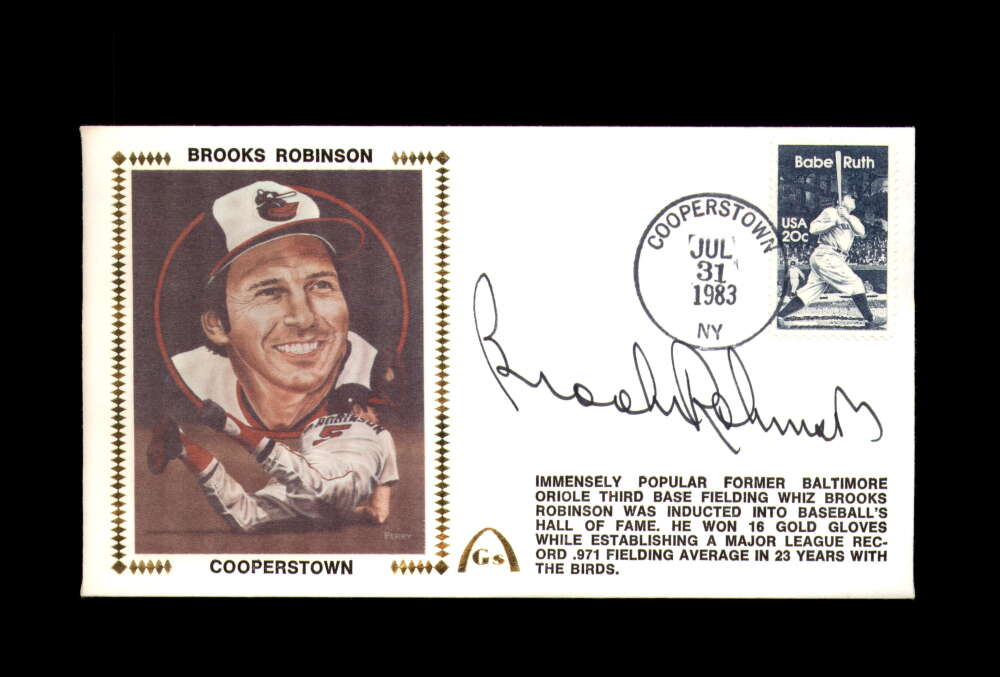 Brooks Robinson Signed 1983 First Day Cover Cache FDC Cooperstown Autograph