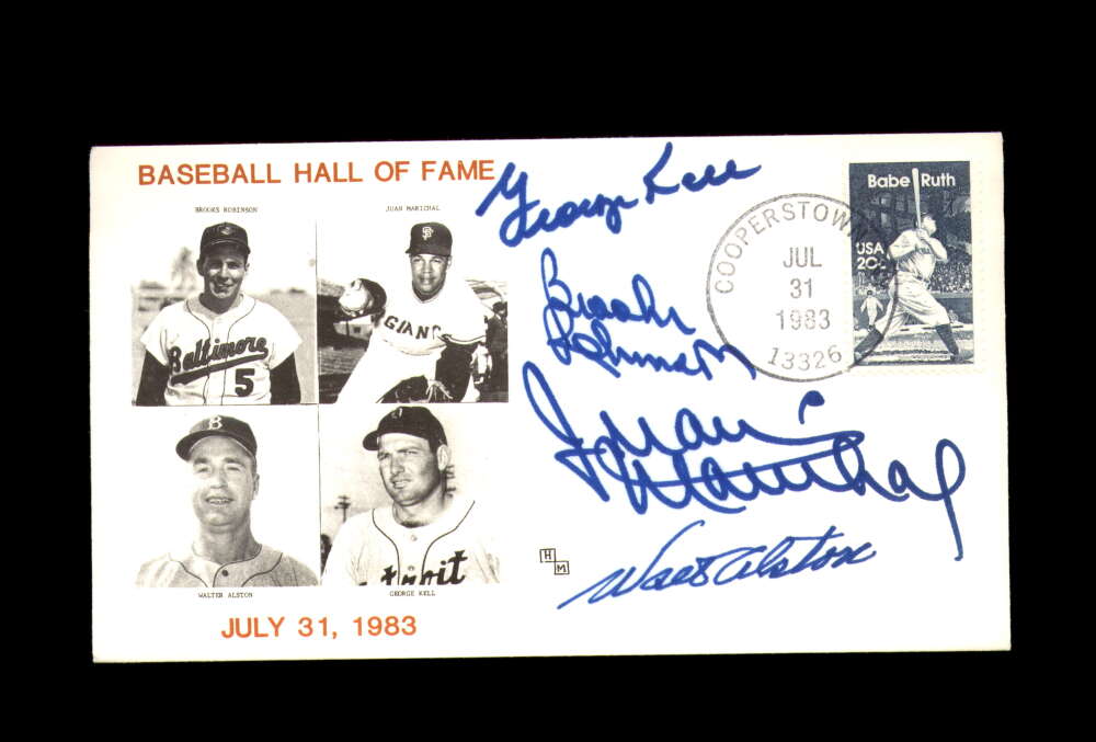 Kell Robinson Marichal Alston Signed by 4 1983 First Day Cover Cache FDC HOF Autograph