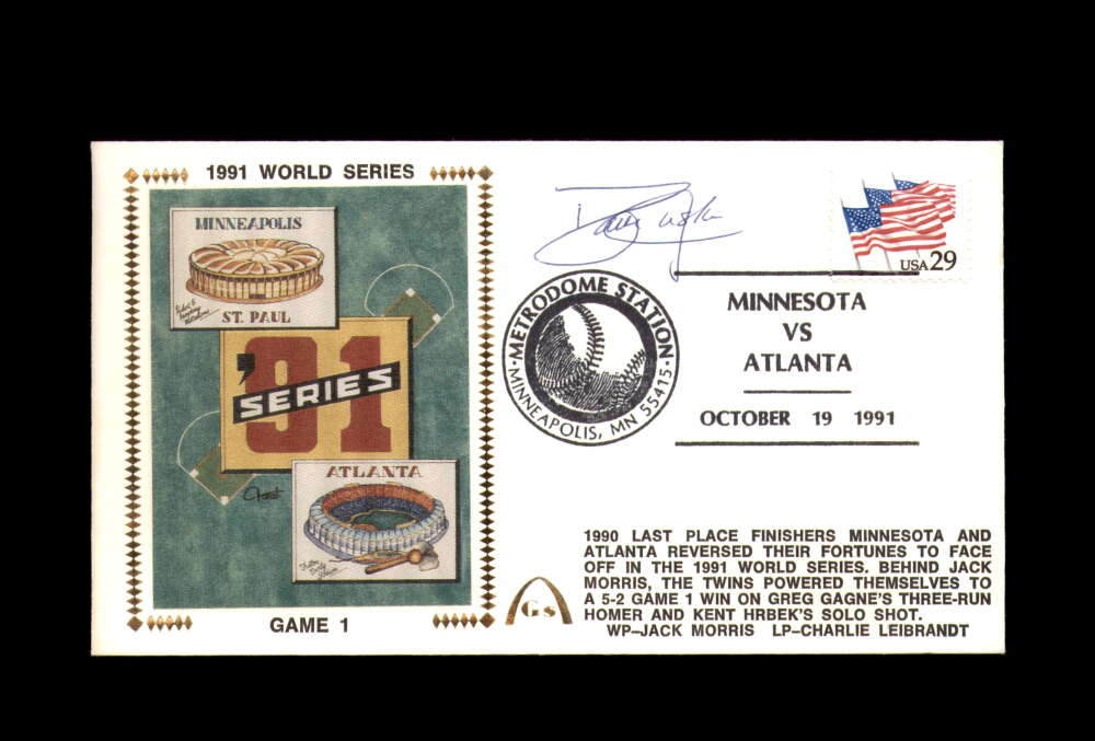 Dave Justice Signed 1991 First Day Cover Cache FDC World Series Autograph