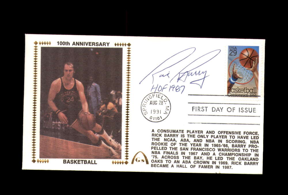 Rick Barry Signed 1991 First Day Cover Cache FDC 100th Anniv Autograph