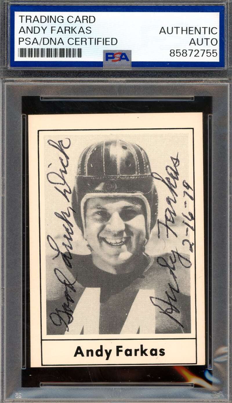 Andy Farkas PSA DNA Signed 1977 Touchdown Club Autograph