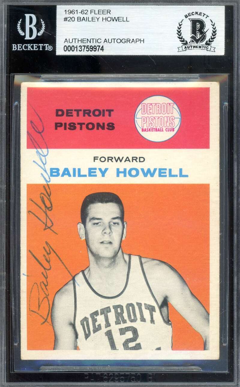 Bailey Howell Beckett BAS Vintage Period Signed 1961-62 Fleer Autograph