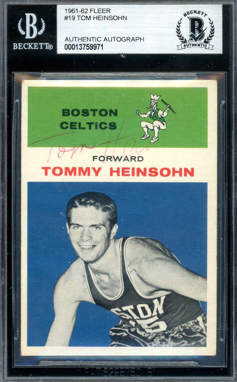 Tom Heinsohn Beckett BAS Vintage Period Signed 1961-62 Fleer Autograph