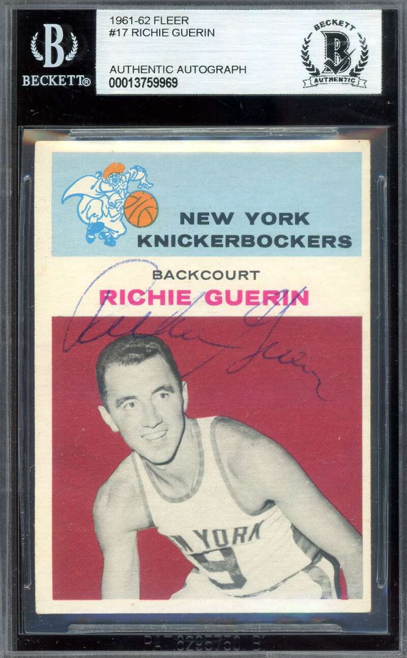 Richie Guerin Beckett BAS Vintage Period Signed 1961-62 Fleer Rookie Autograph