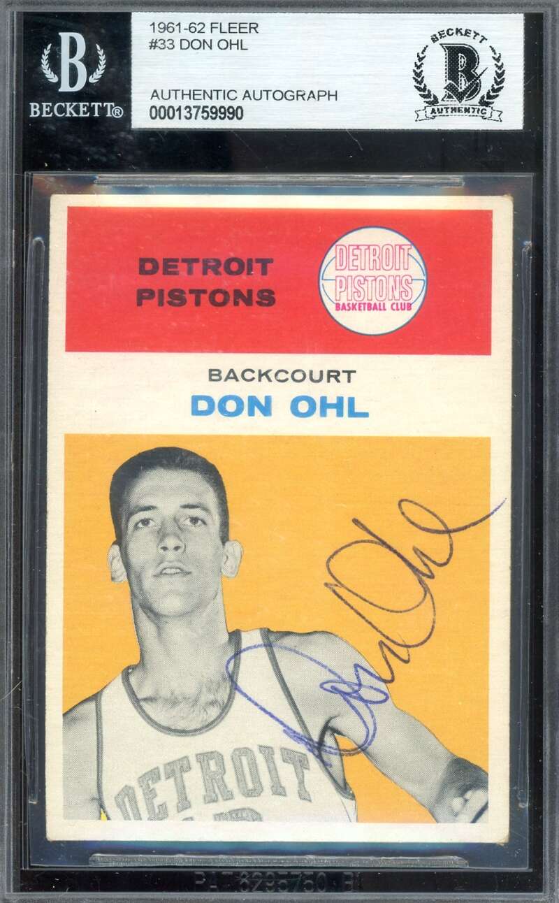 Don Ohl Beckett BAS Vintage Period Signed 1961-62 Fleer Rookie Autograph