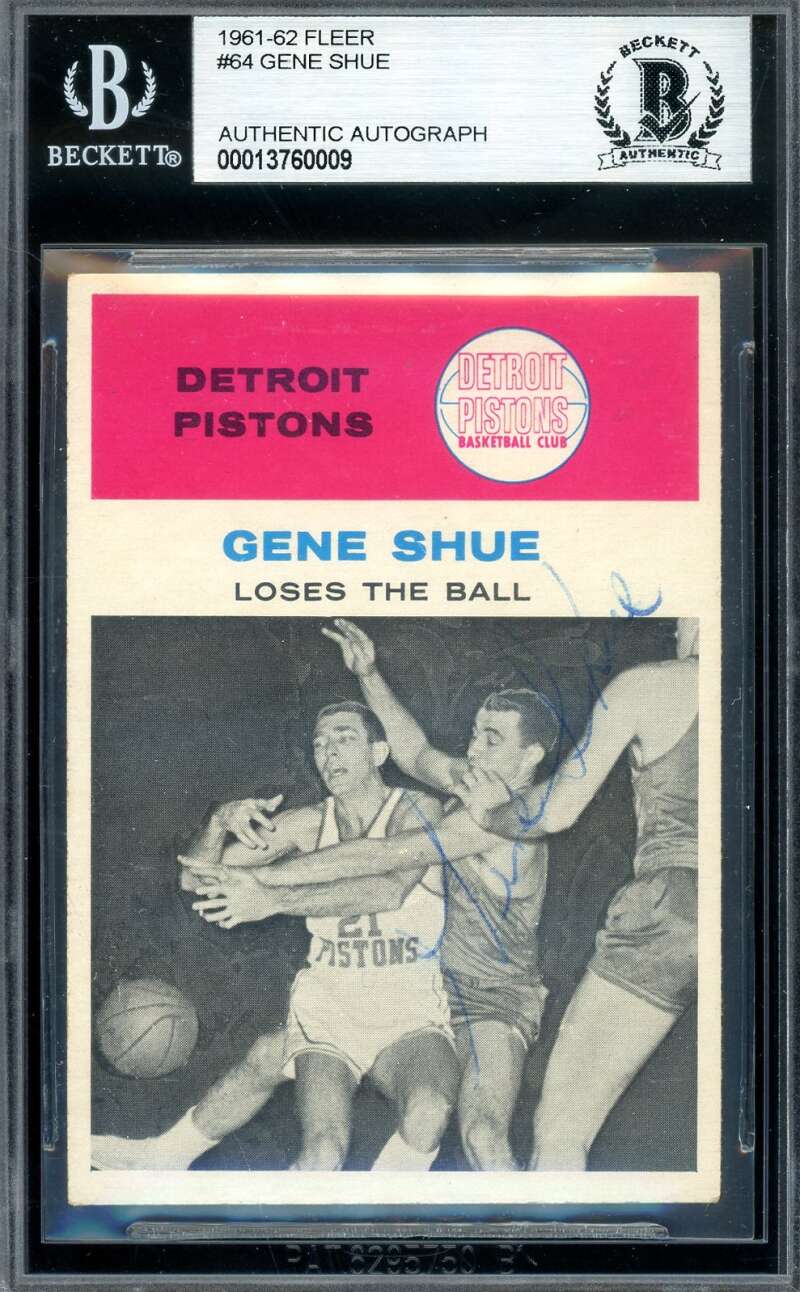 Gene Shue Beckett BAS Vintage Period Signed 1961-62 Fleer Rookie Autograph