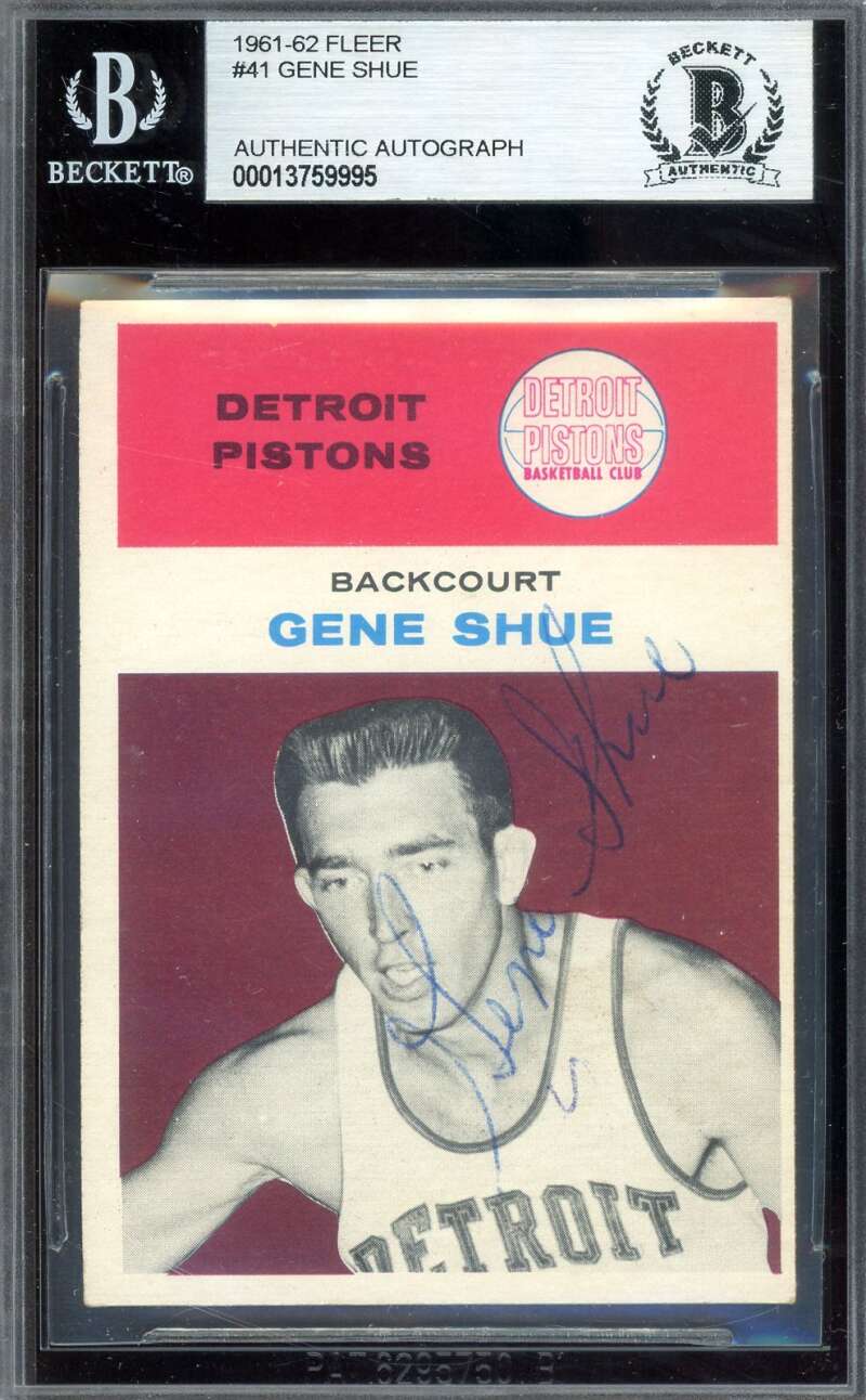 Gene Shue Beckett BAS Vintage Period Signed 1961-62 Fleer Rookie Autograph