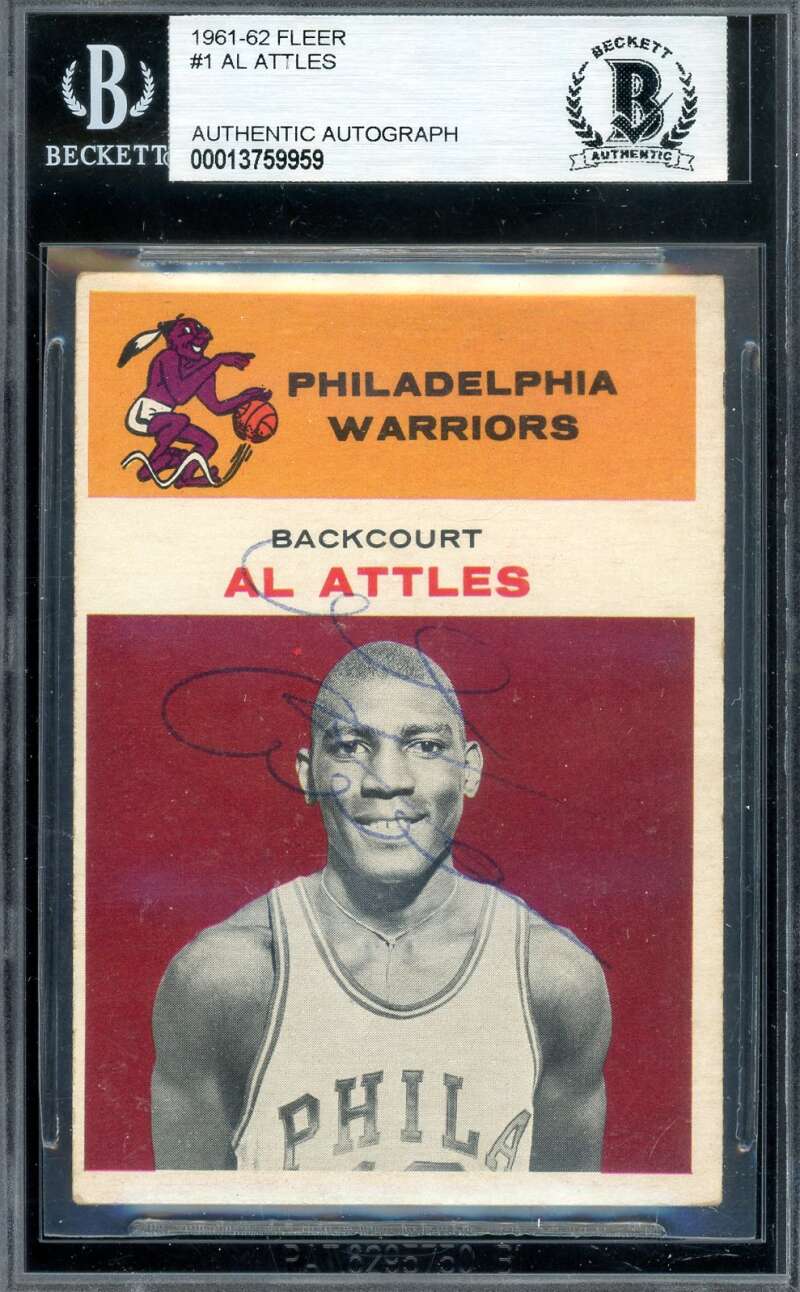 Al Attles Beckett BAS Vintage Period Signed 1961-62 Fleer Rookie Autograph