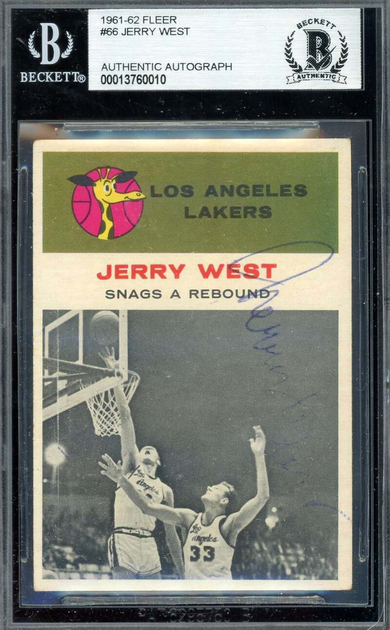 Jerry West Beckett BAS Vintage Period Signed 1961-62 Fleer Rookie Autograph