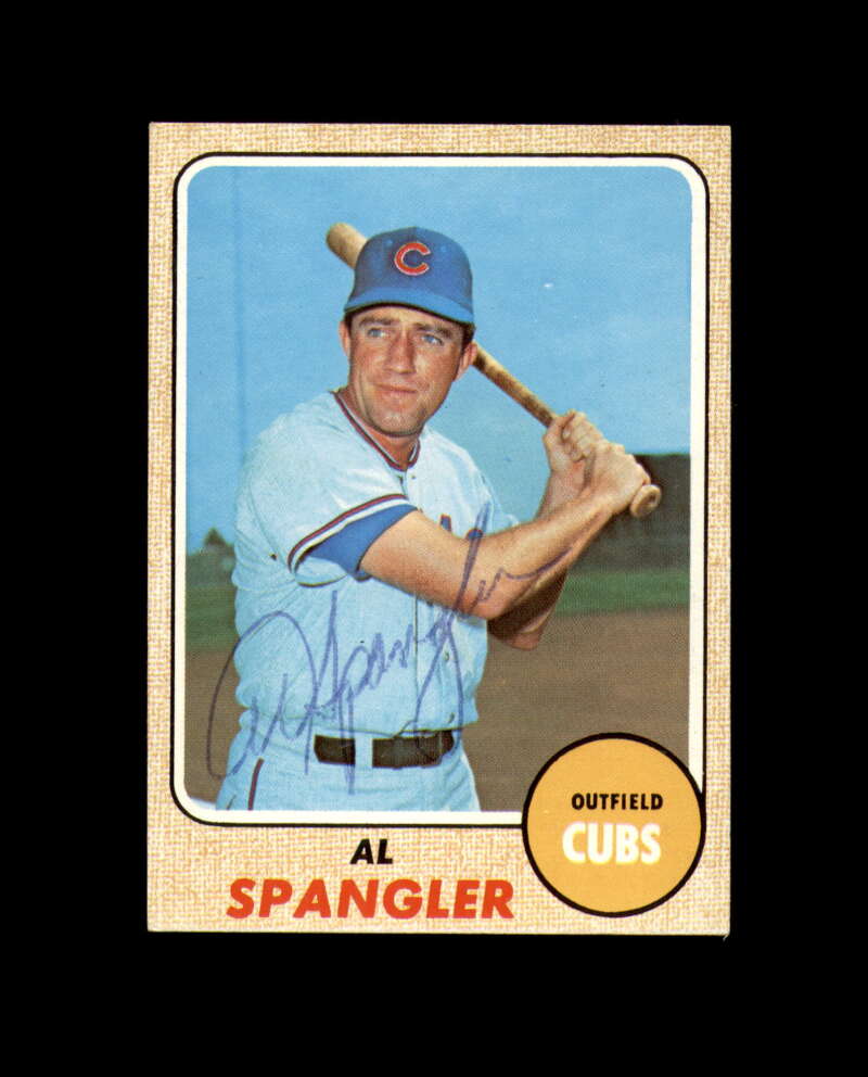Al Spangler Signed Original 1968 Topps Chicago Cubs Autograph