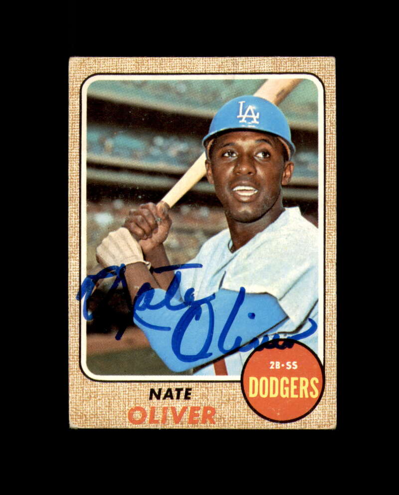 Nate Oliver Signed Original 1968 Topps Los Angeles Dodgers Autograph