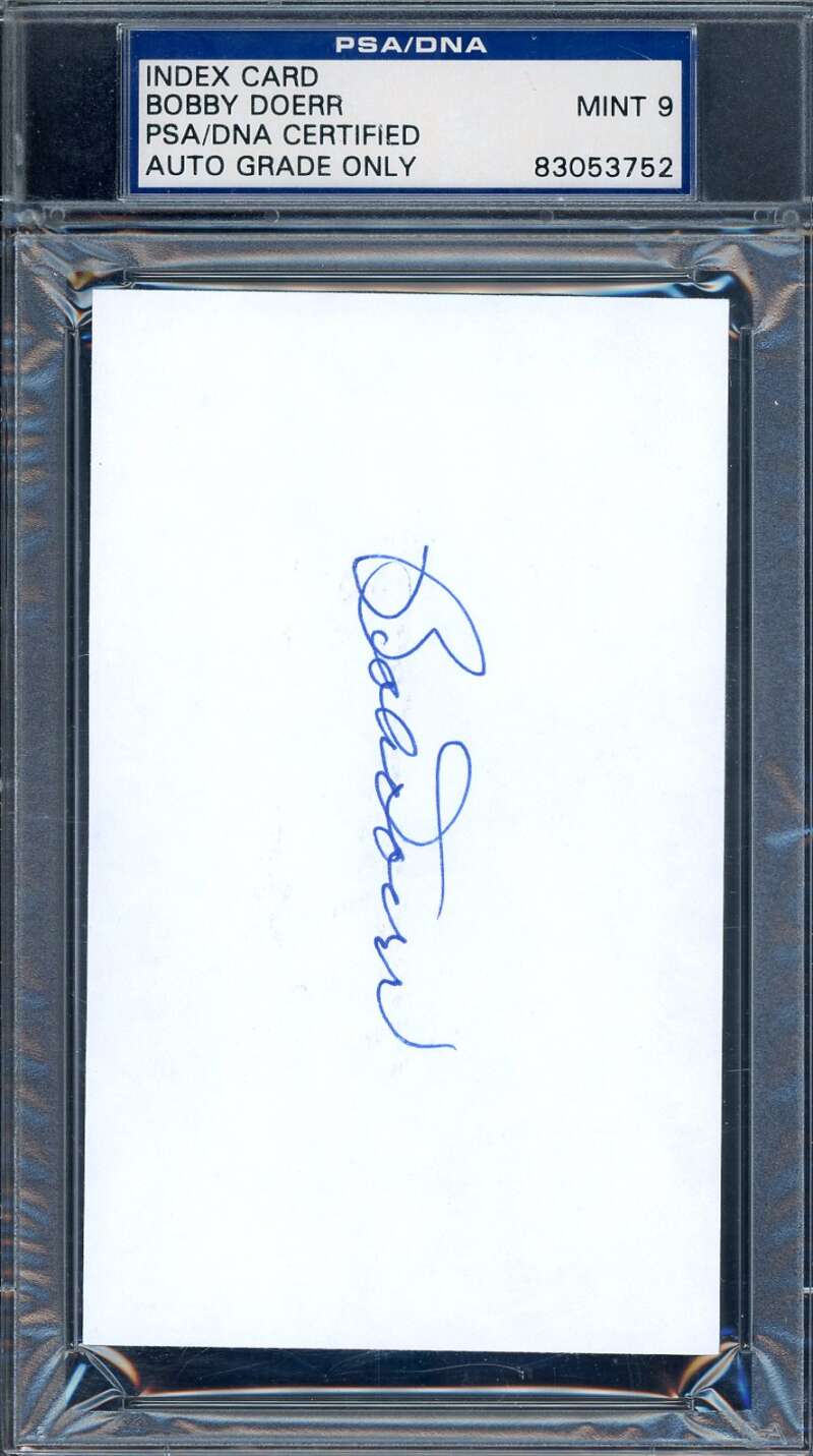 Bobby Doerr Mint 9 PSA DNA Signed 3x5 Index Card Autograph