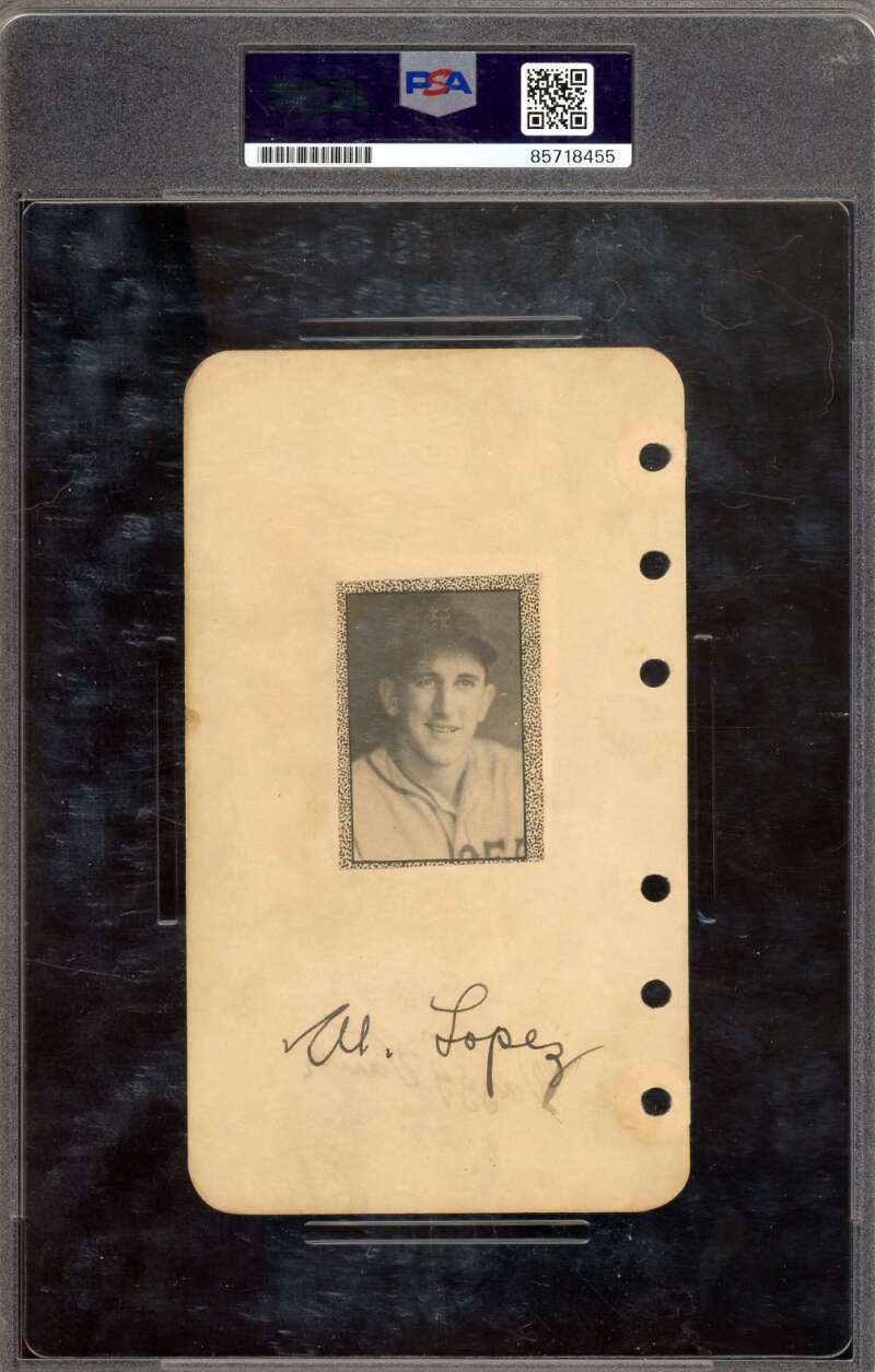 Dazzy Vance Al Lopez PSA DNA Signed 4x6 Album Page Autograph